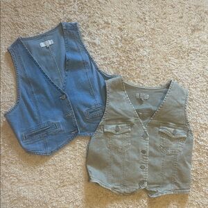 Two Large Denim Vests
